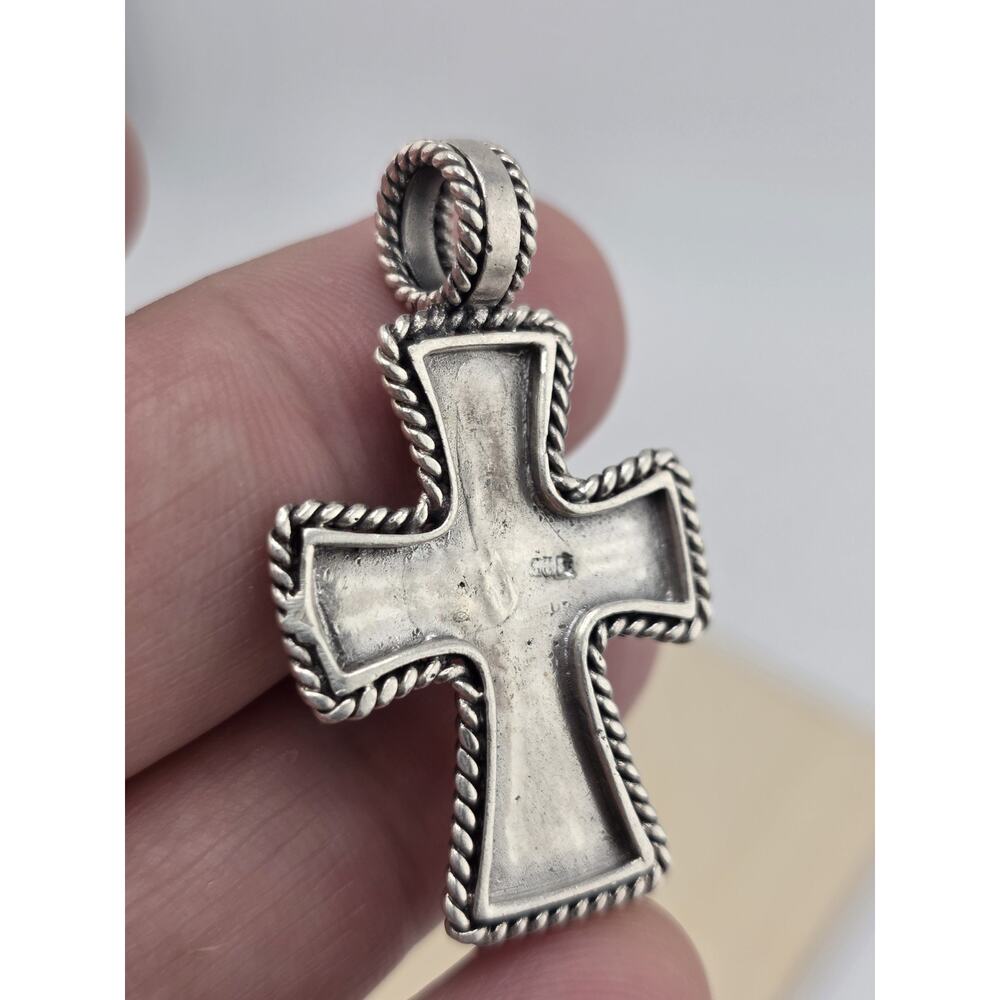 STERLING SILVER 925 Jesus cross pendant marcasite STONES - Picture 3 of 13
